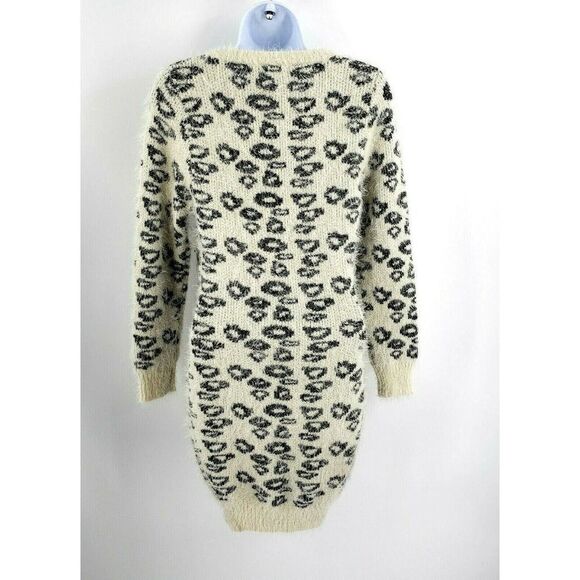 Rhapsody Sweater Dress XS Animal Print Cozy Shaggy Eyelash Fuzzy Knit New - Picture 3 of 12